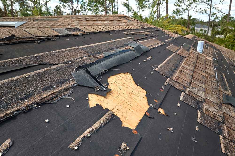 severly damaged roof